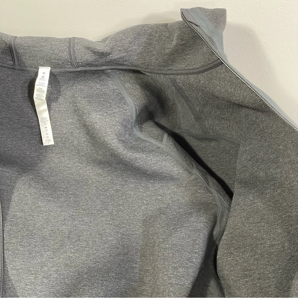 Lululemon Athletica Stratum Hoodie Heathered Black Men Full Zip Jacket Size XL